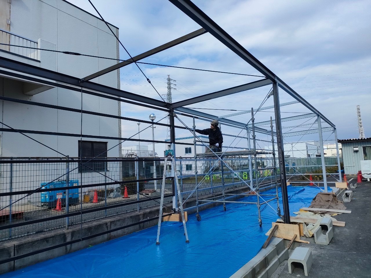 尾張旭市の鉄骨塗装。施工前の画像